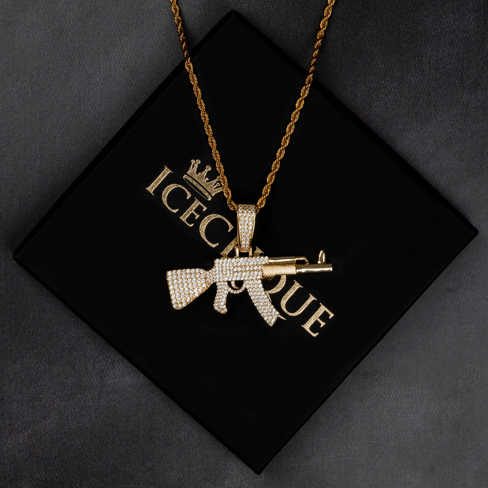 Iced AK47 Pendant - ICECLIQUE JEWELRY 