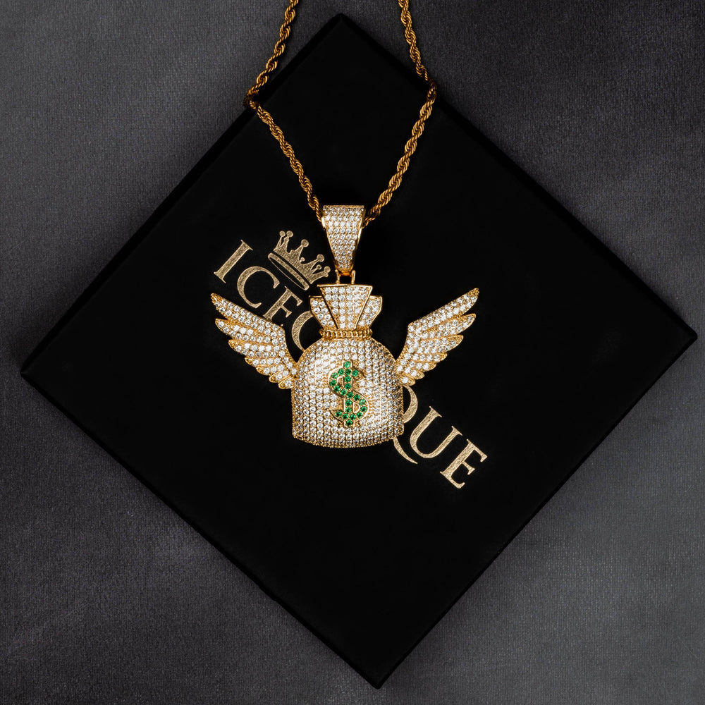 Winged Money Bag Pendant - ICECLIQUE JEWELRY 