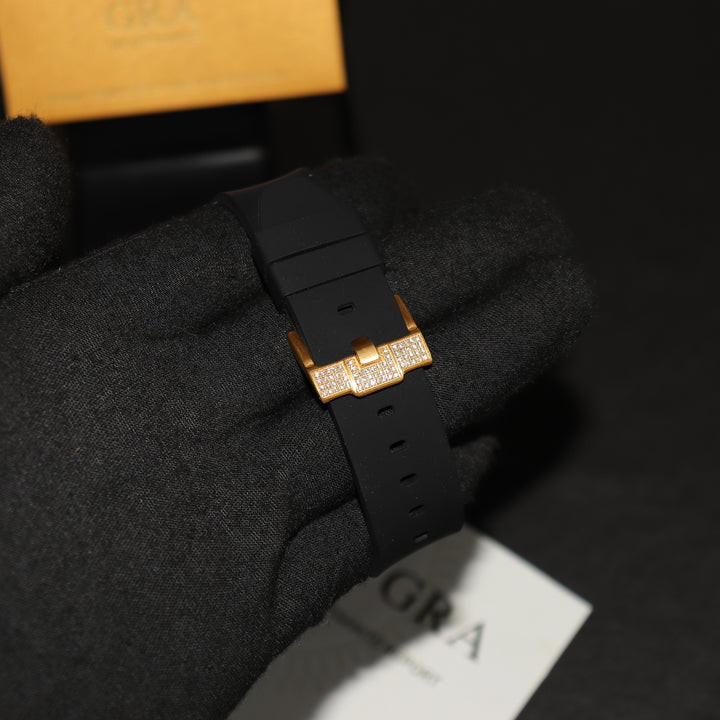 VVS1 Luxor Watch w/ Black Strap - Moissanite - Two Tone