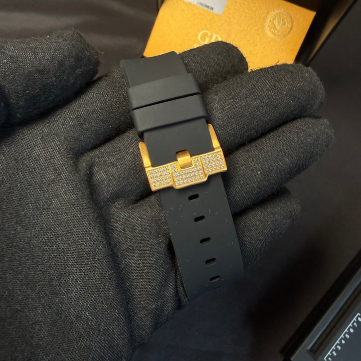 VVS1 Luxor V2 Watch w/ Black Strap - Moissanite - Gold