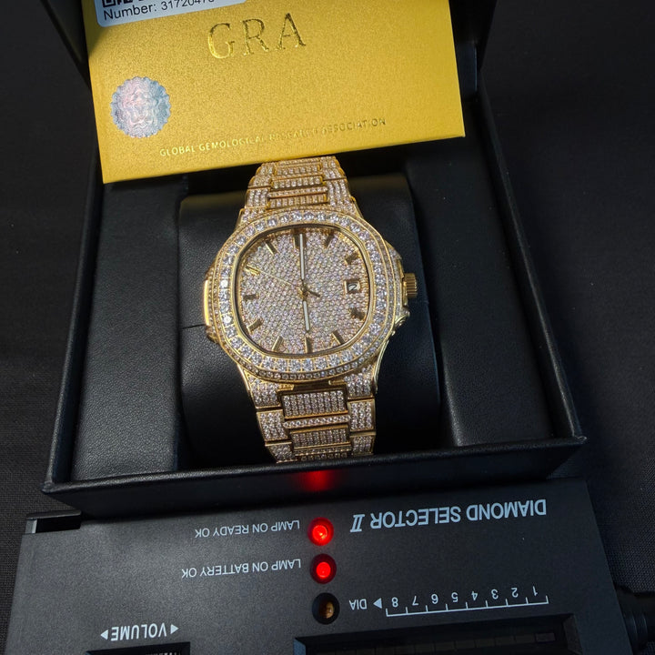Fully Iced VVS1 Miami Watch - Moissanite - Gold
