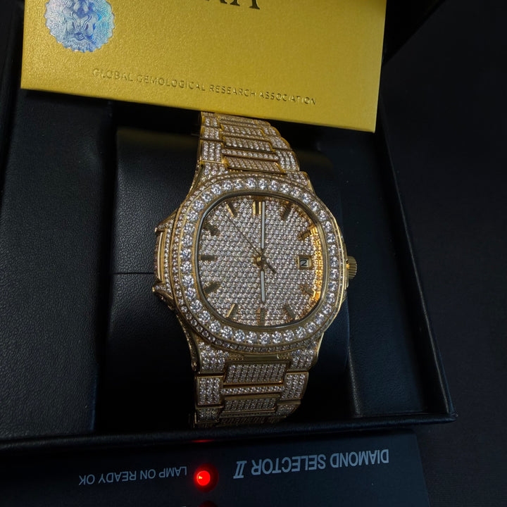 Fully Iced VVS1 Miami Watch - Moissanite - Gold