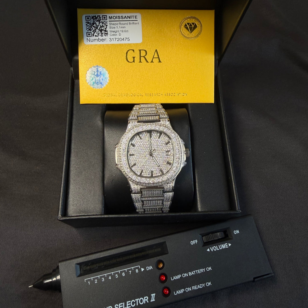 Fully Iced VVS1 Miami Watch - Moissanite - White Gold