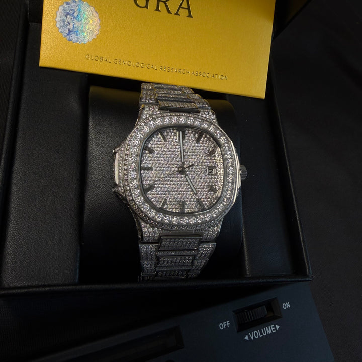 Fully Iced VVS1 Miami Watch - Moissanite - White Gold