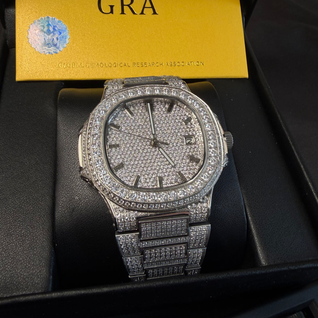 Fully Iced VVS1 Miami Watch - Moissanite - White Gold