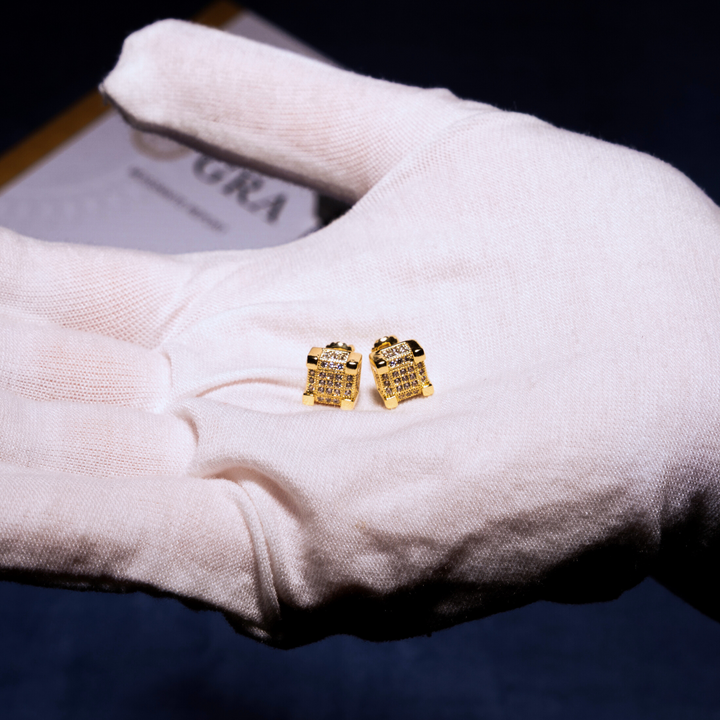 8.2mm 0.55ct Square Cluster Earrings - Moissanite & S925 - ICECLIQUE JEWELRY 
