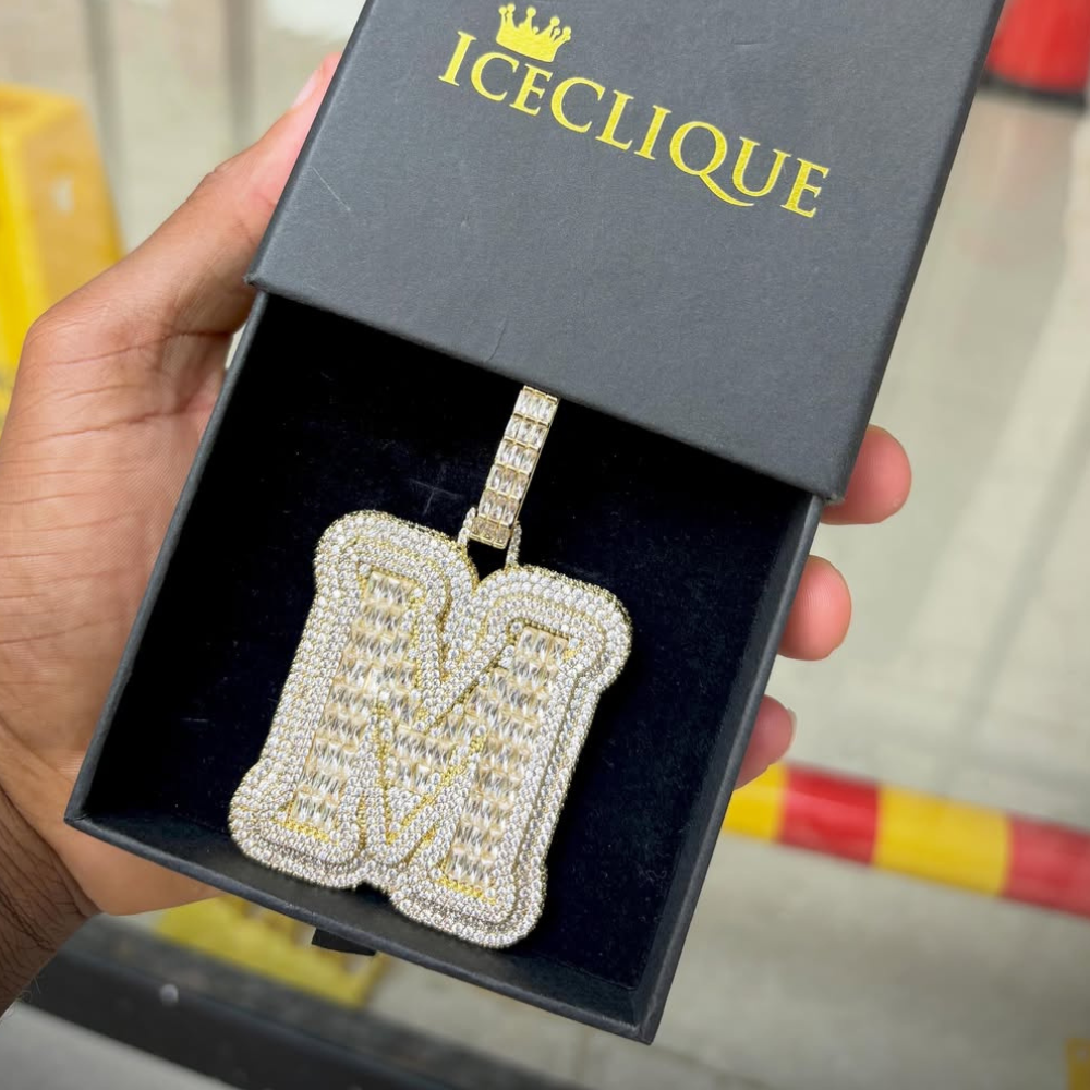Custom Single Baguette Letter Pendant