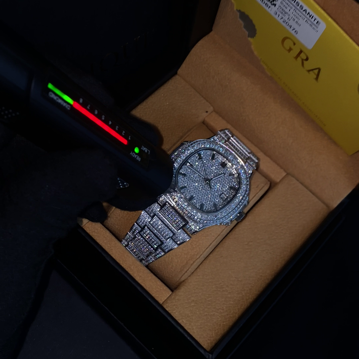 Fully Iced VVS1 Miami Watch - Moissanite - White Gold