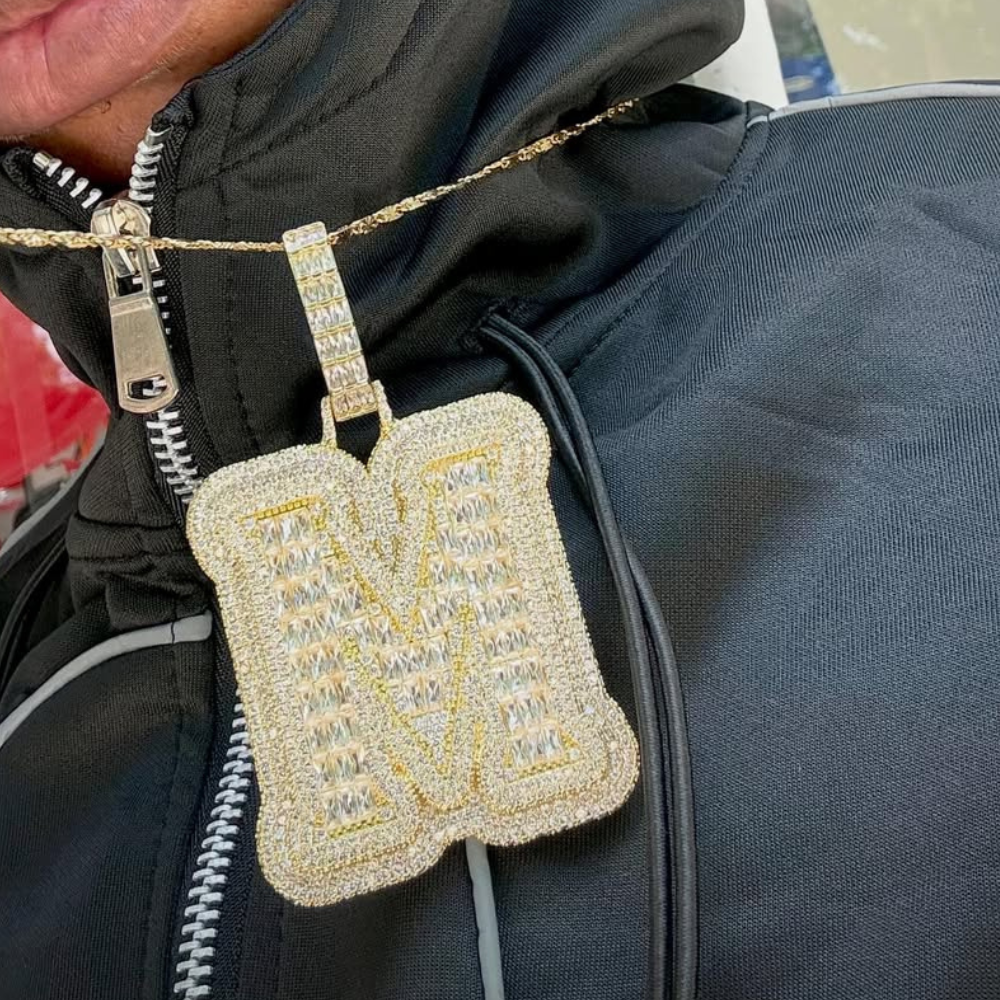 Custom Single Baguette Letter Pendant