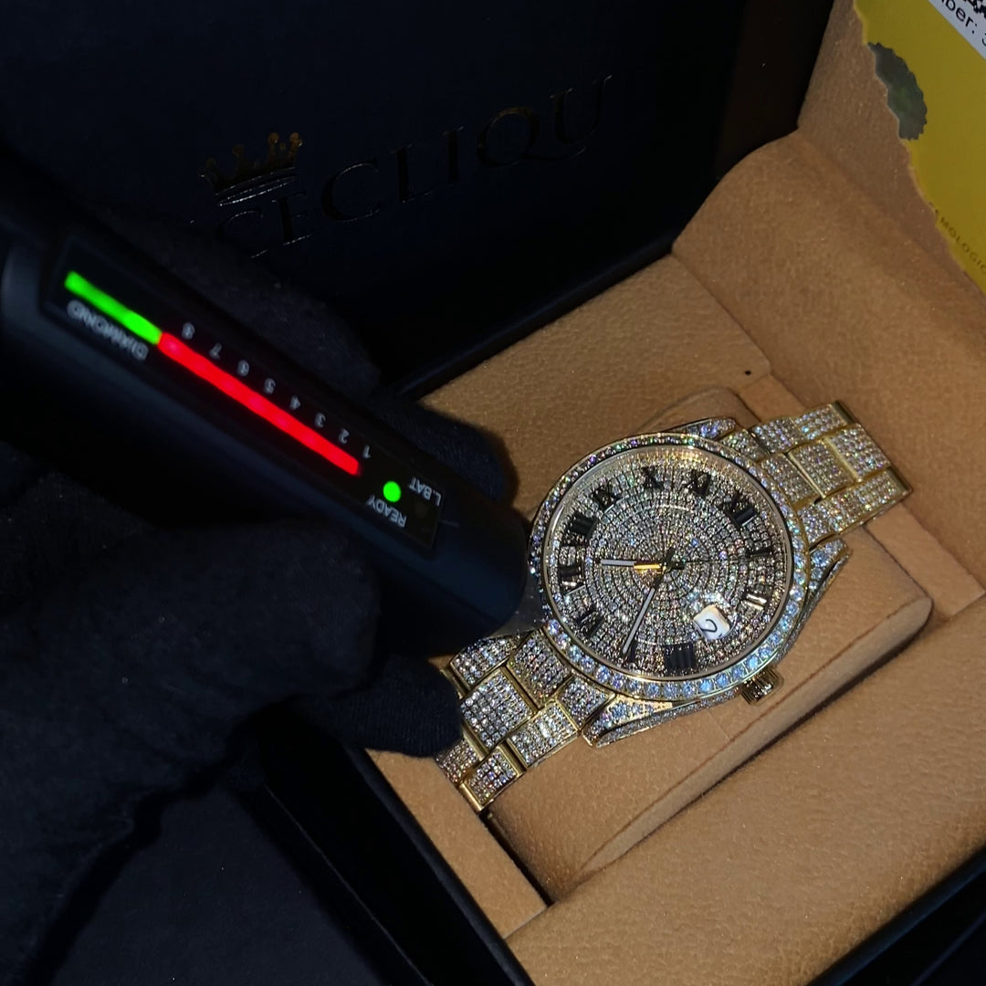 Fully Iced VVS1 Corore Watch - Moissanite - Gold