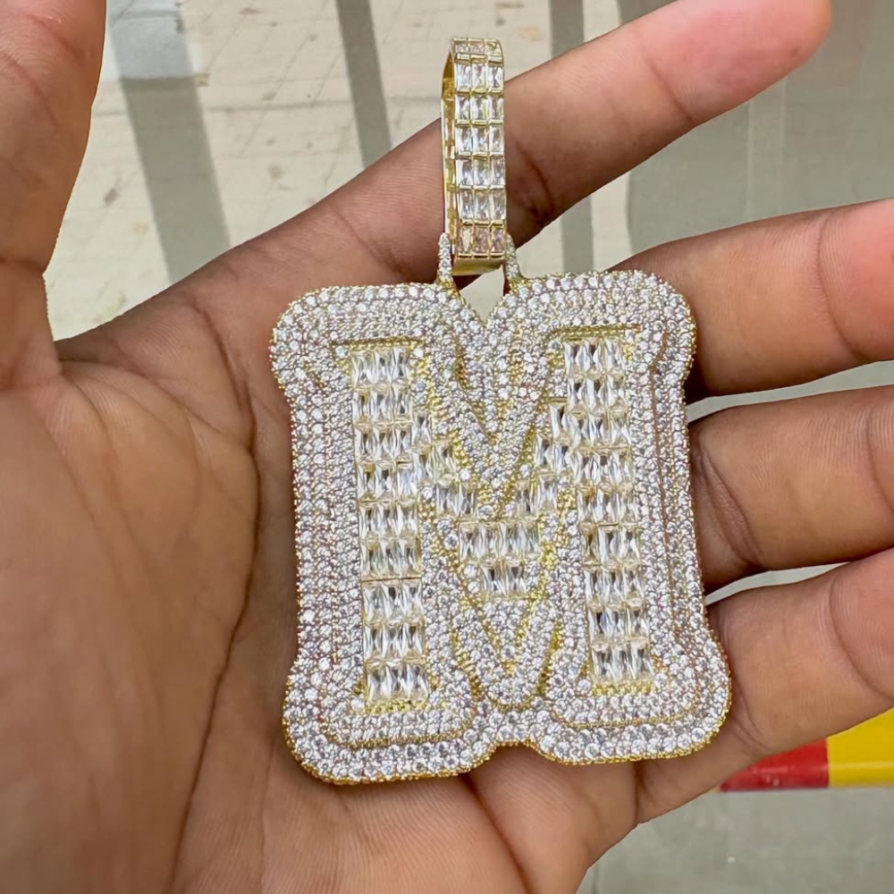 Custom Single Baguette Letter Pendant