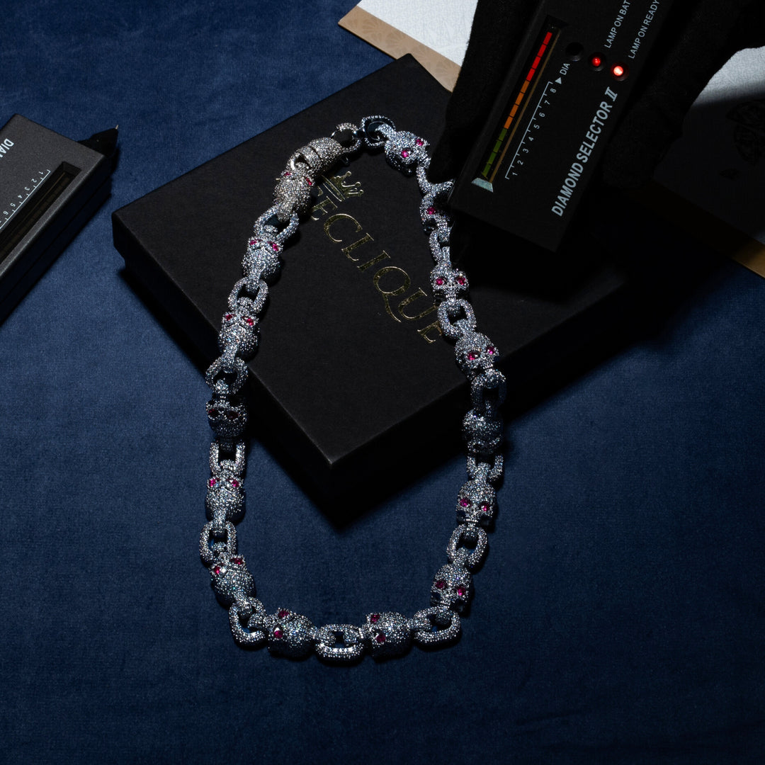 15MM Skull Chain - Moissanite & S925