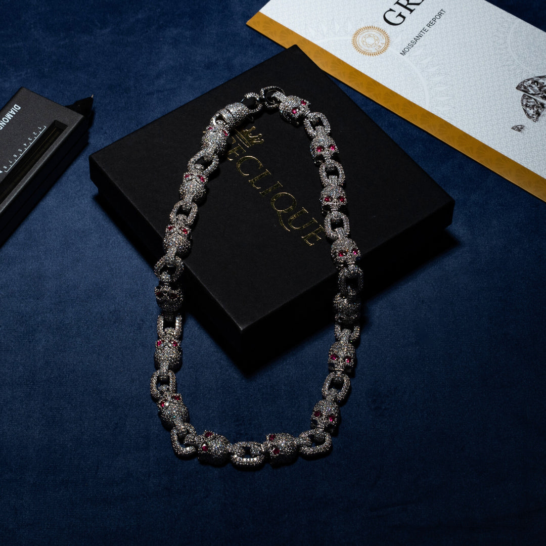 15MM Skull Chain - Moissanite & S925