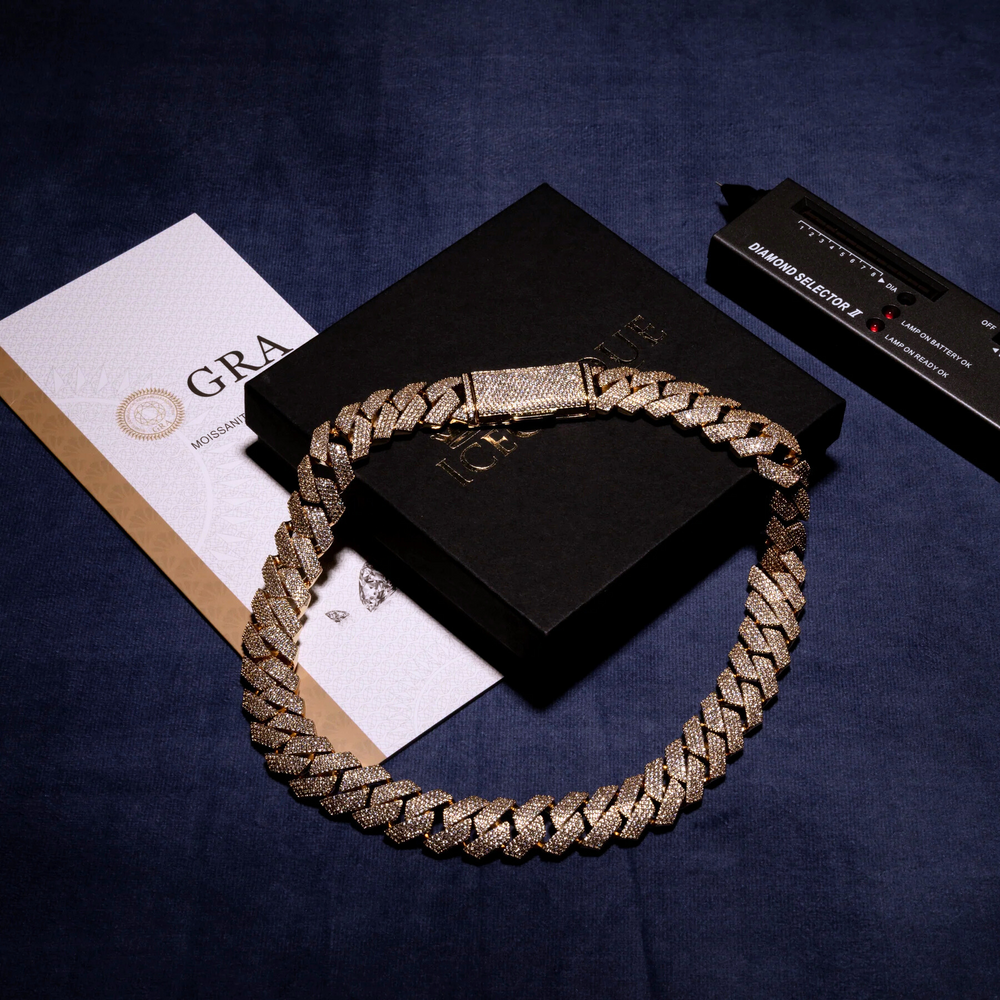 18MM Cuban Chain - Moissanite & S925 - ICECLIQUE JEWELRY 