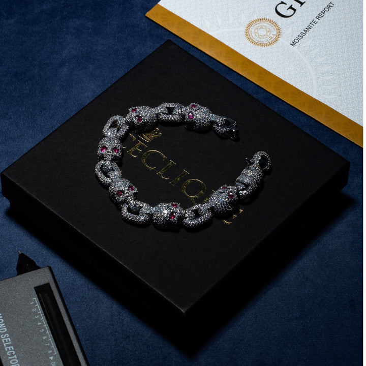 15MM Skull Bracelet - Moissanite & S925