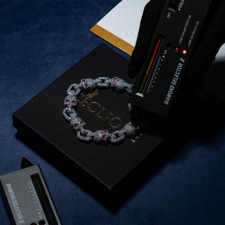 15MM Skull Bracelet - Moissanite & S925