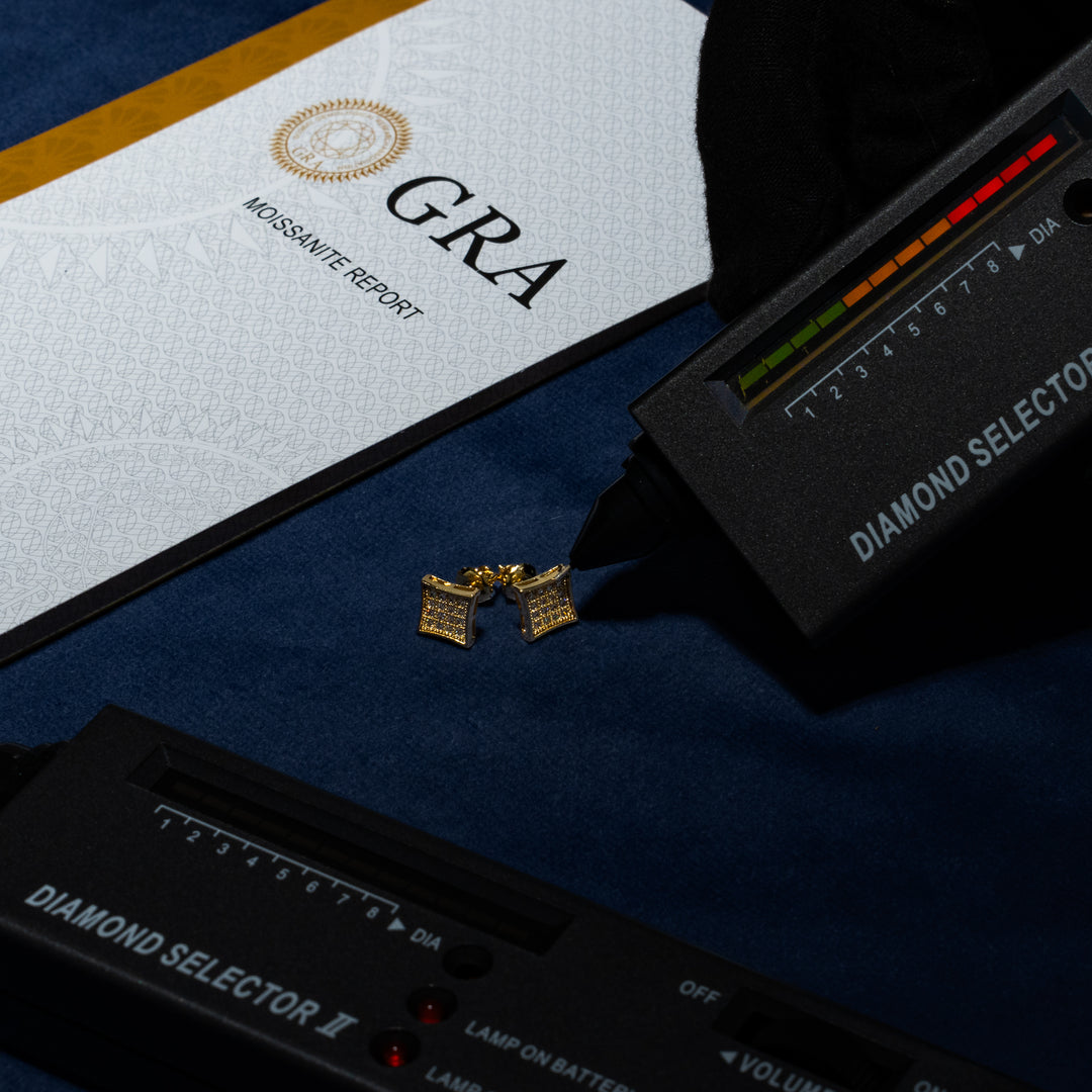 8mm 0.32ct Square Earrings - Moissanite & S925