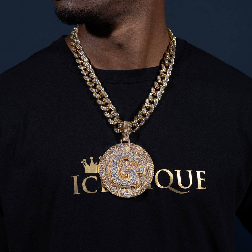 Custom Letter Layered Round Pendant - ICECLIQUE JEWELRY 