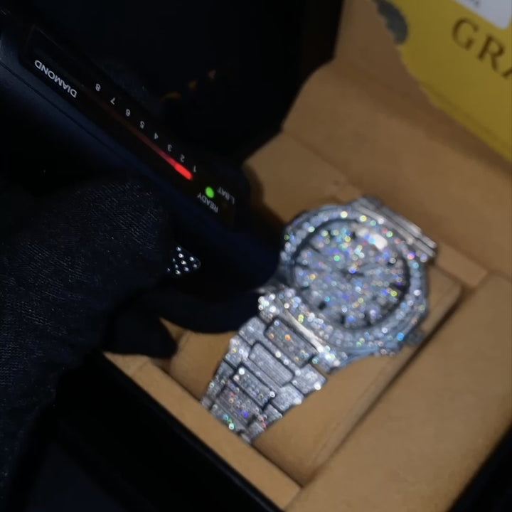 Fully Iced VVS1 Miami Watch - Moissanite - White Gold