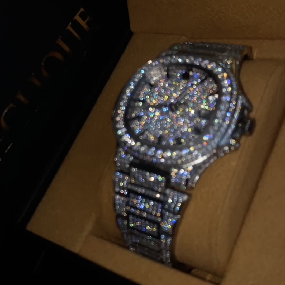 Fully Iced VVS1 Miami Watch - Moissanite - White Gold