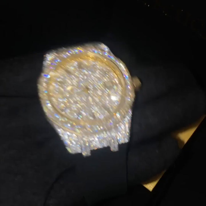 VVS1 Luxor Watch w/ Black Strap - Moissanite - Two Tone