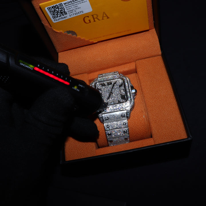 Fully Iced VVS1 Valore Watch - Moissanite - White Gold